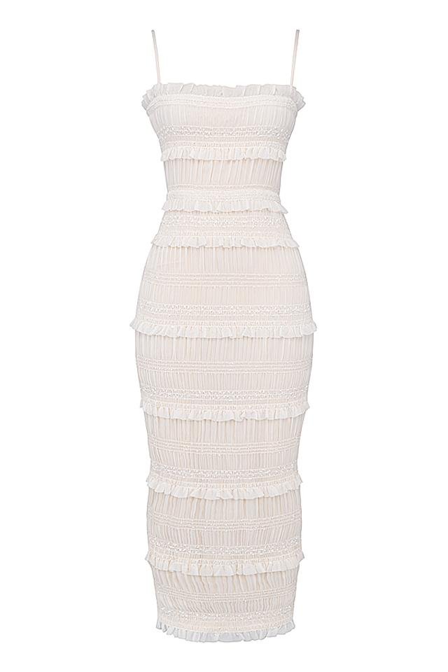 Orchid - Plissee-Maxikleid mit Besatz