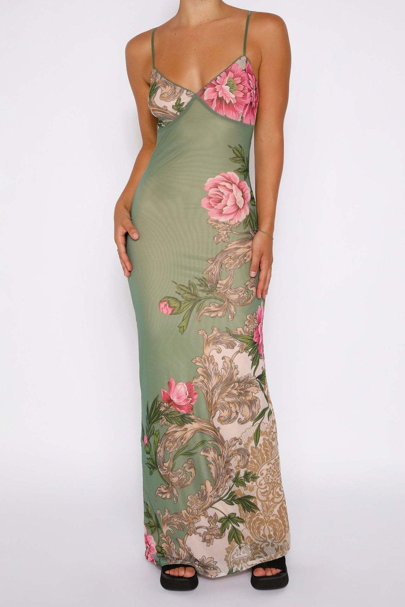 Bedrucktes, figurbetontes Maxi-Unterkleid „Patti“