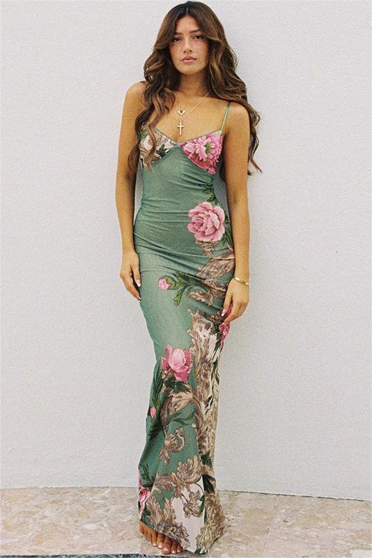 Bedrucktes, figurbetontes Maxi-Unterkleid „Patti“