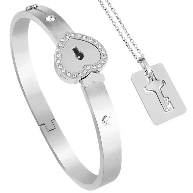 Lock & Key - Halskette für Ihn und Armband für Sie