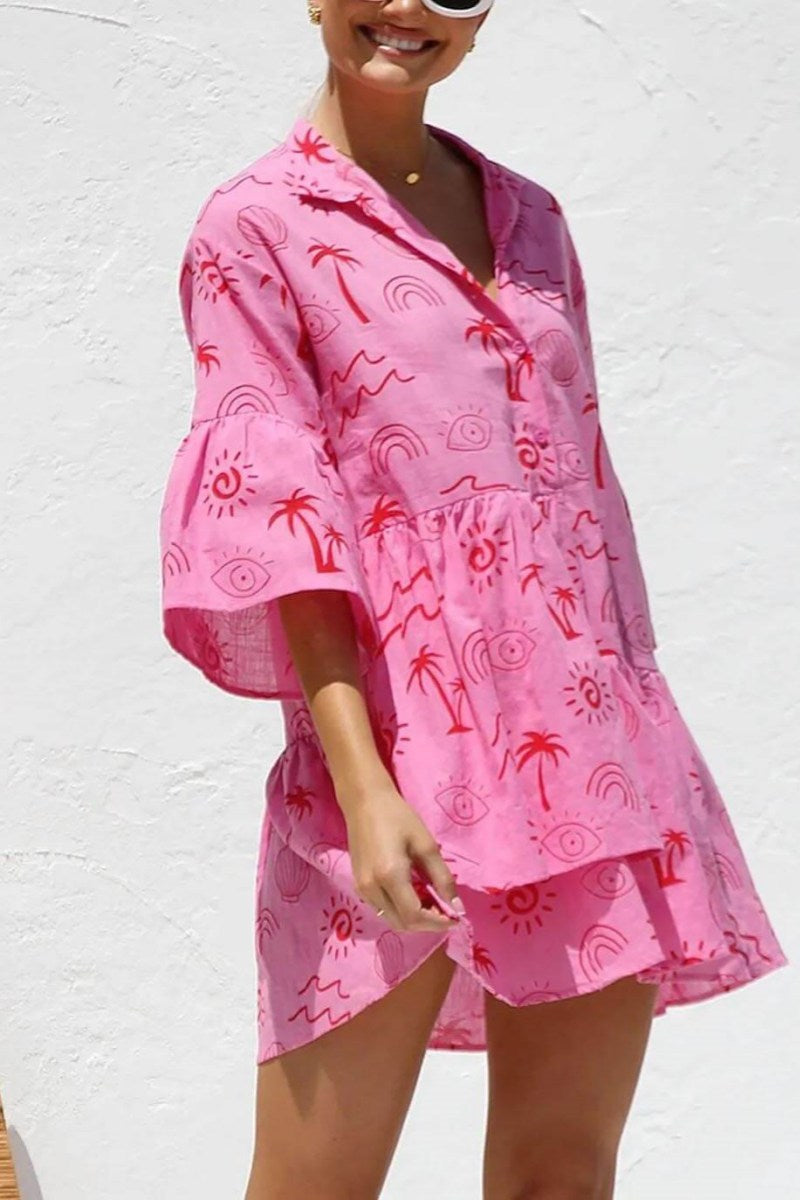 Kurzes, lockeres Hemdkleid im Ethno-Stil