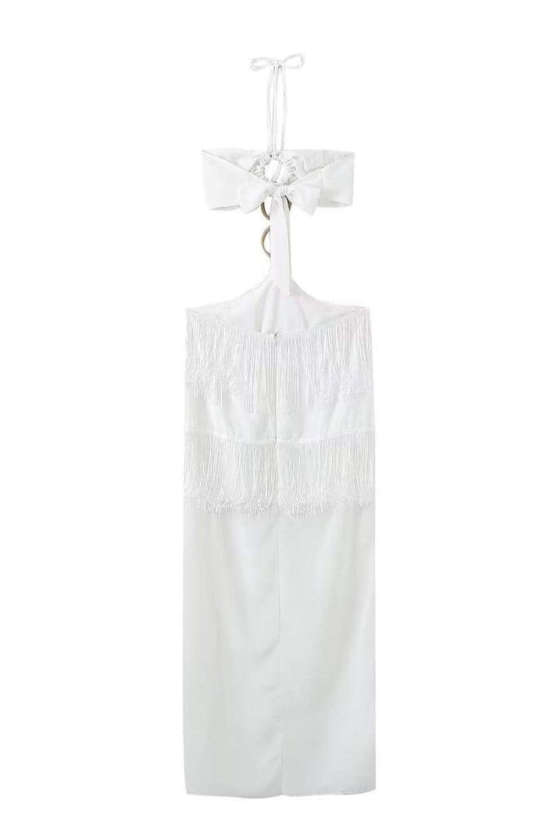 Rebecca Neckholder-Maxikleid mit Quasten