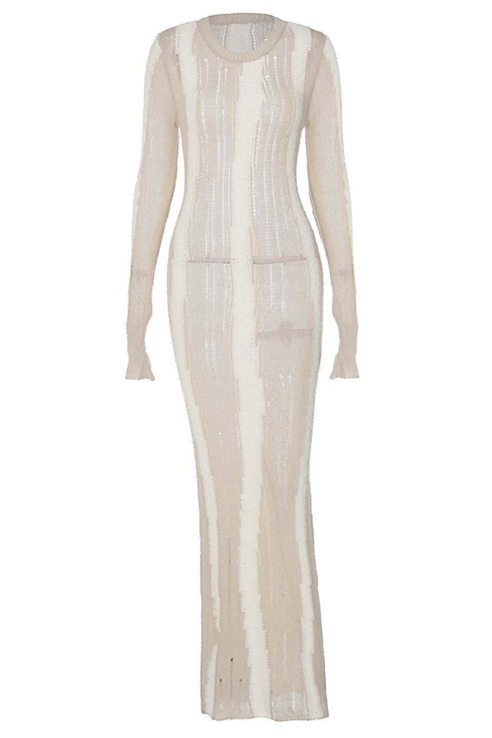 Ruth – Maxikleid aus strukturiertem Strick mit Splicing-Muster
