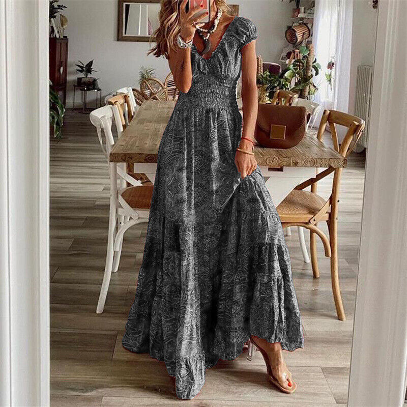 Brittani - Boho-Kleid - Kurzärmelig