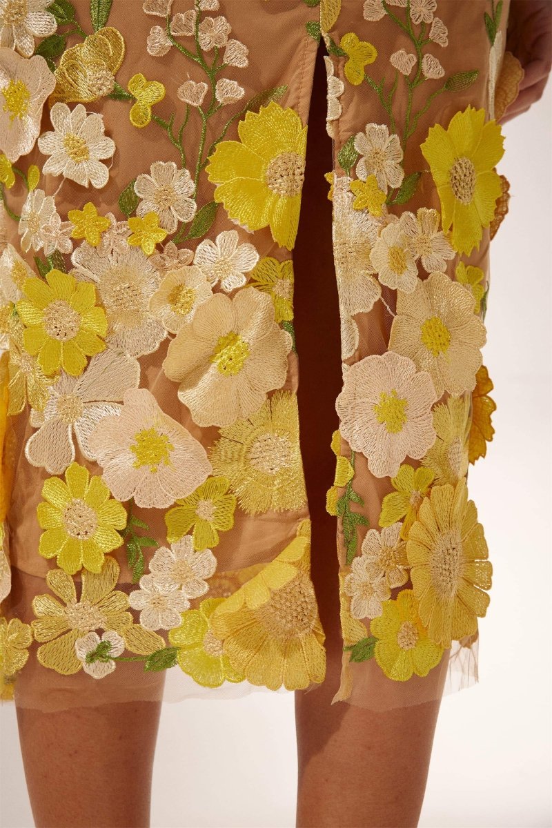 Sally Midikleid mit V-Ausschnitt und Blumenmuster
