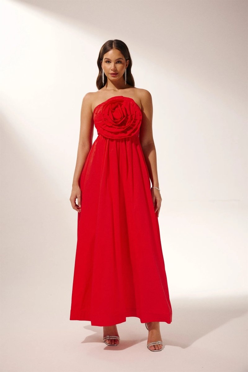 Trägerloses Maxikleid mit Blumenmuster