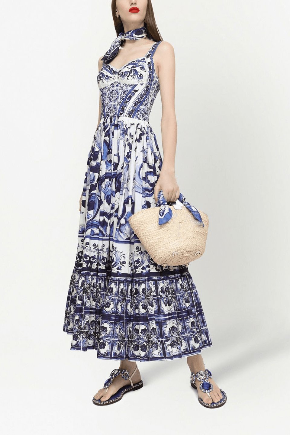 Sibyl – Bedrucktes Maxikleid mit gerafften Trägern