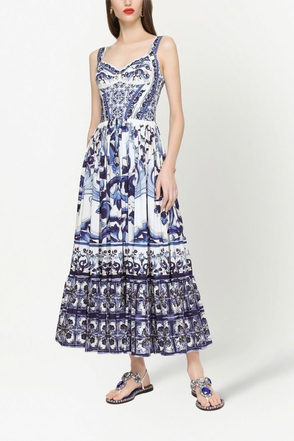 Sibyl – Bedrucktes Maxikleid mit gerafften Trägern