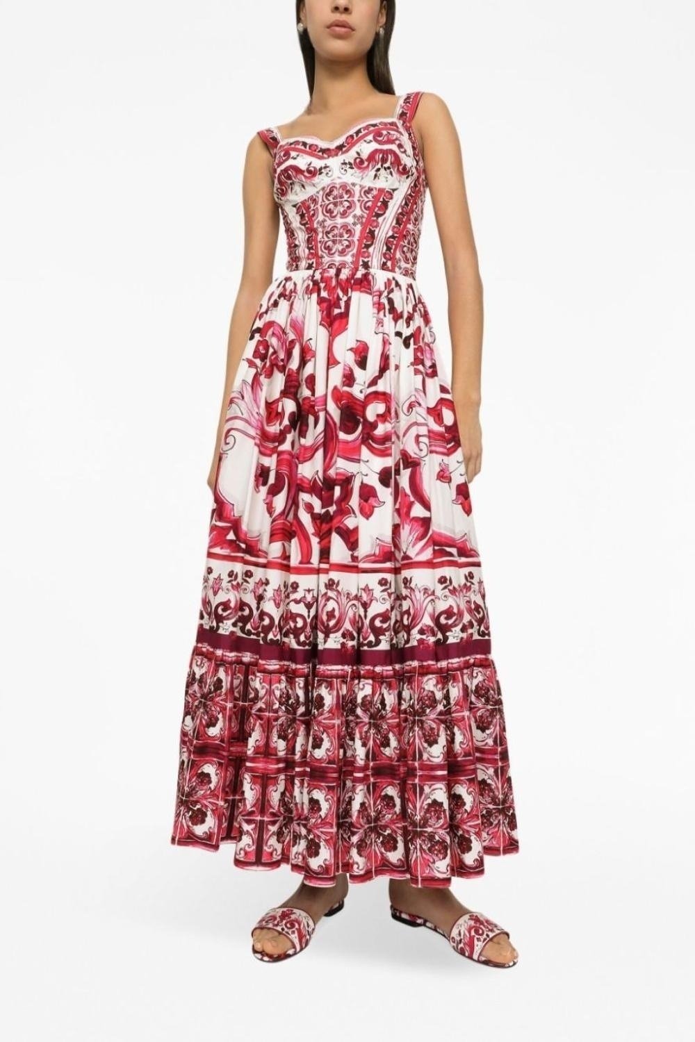 Sibyl – Bedrucktes Maxikleid mit gerafften Trägern