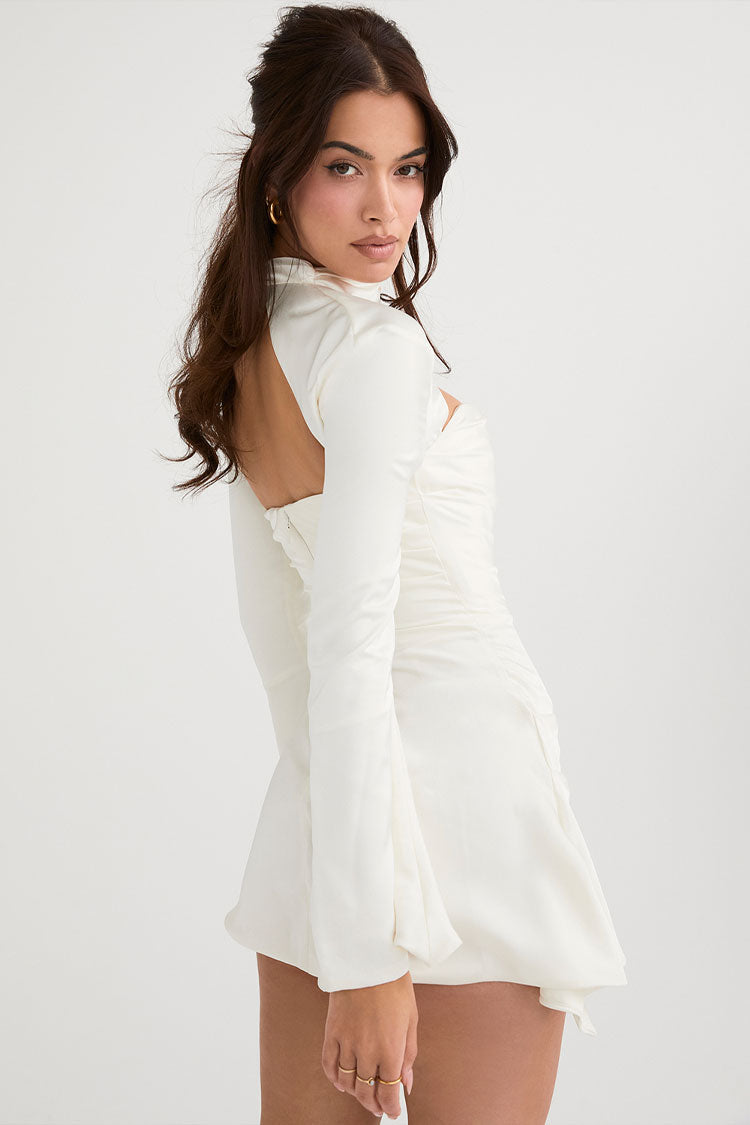 Isabella | Party-Minikleid aus Satin mit Cutout und langen Ärmeln für Damen