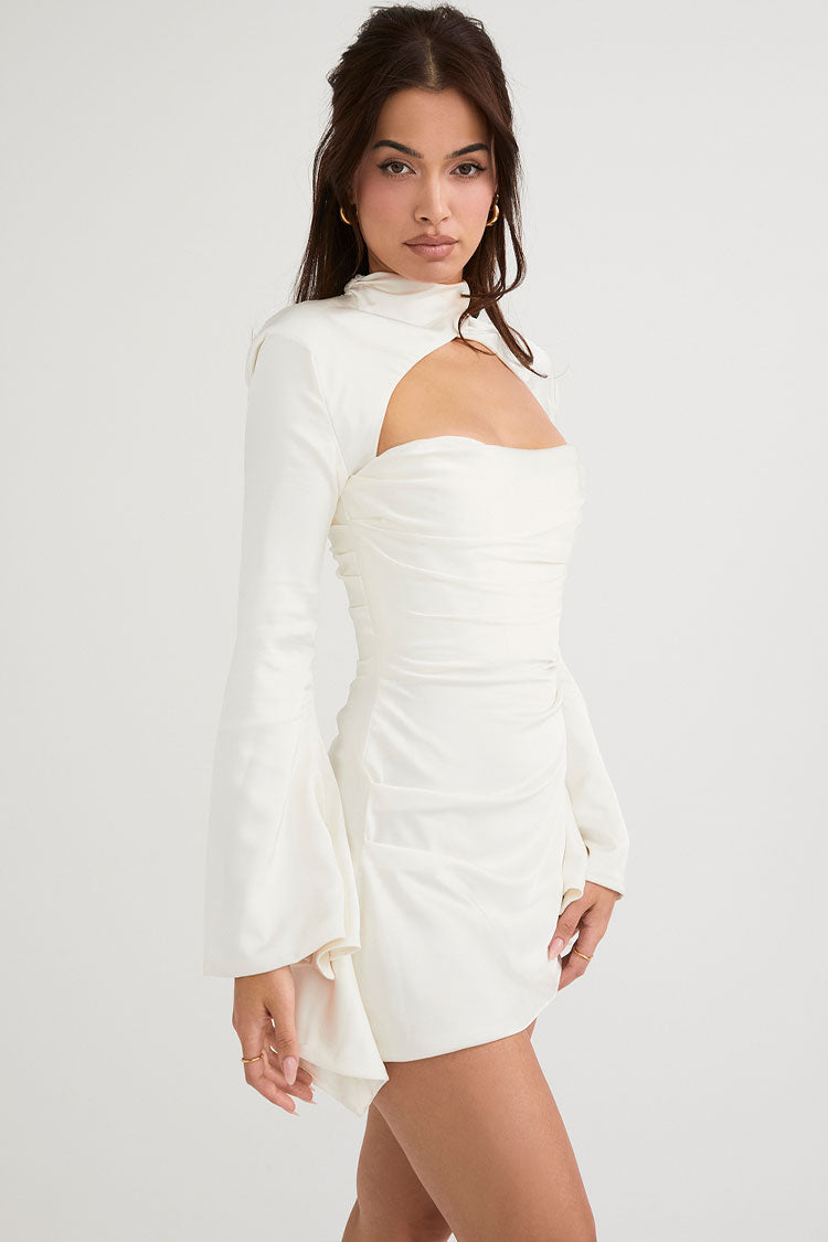 Isabella | Party-Minikleid aus Satin mit Cutout und langen Ärmeln für Damen