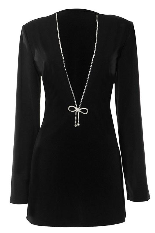 Thera Minikleid mit V-Ausschnitt und Strasssteinen