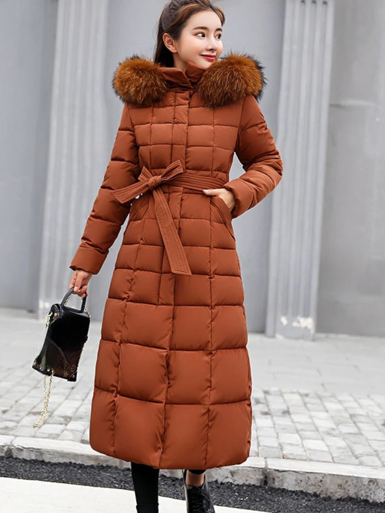 Luella – manteau d'hiver long et chaud avec ceinture pour femme