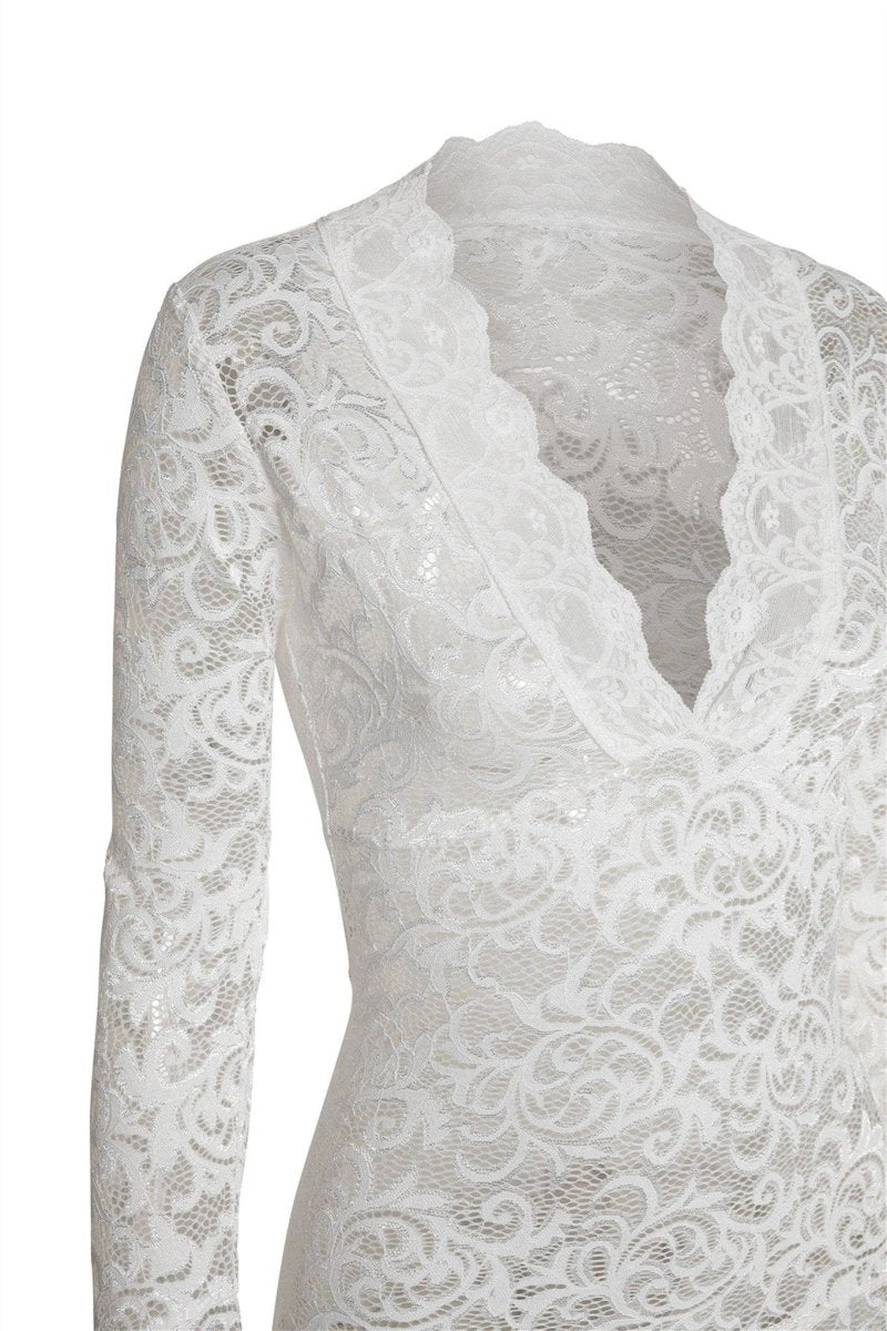 Virginia – Maxikleid im Meerjungfrauen-Stil aus transparenter Spitze
