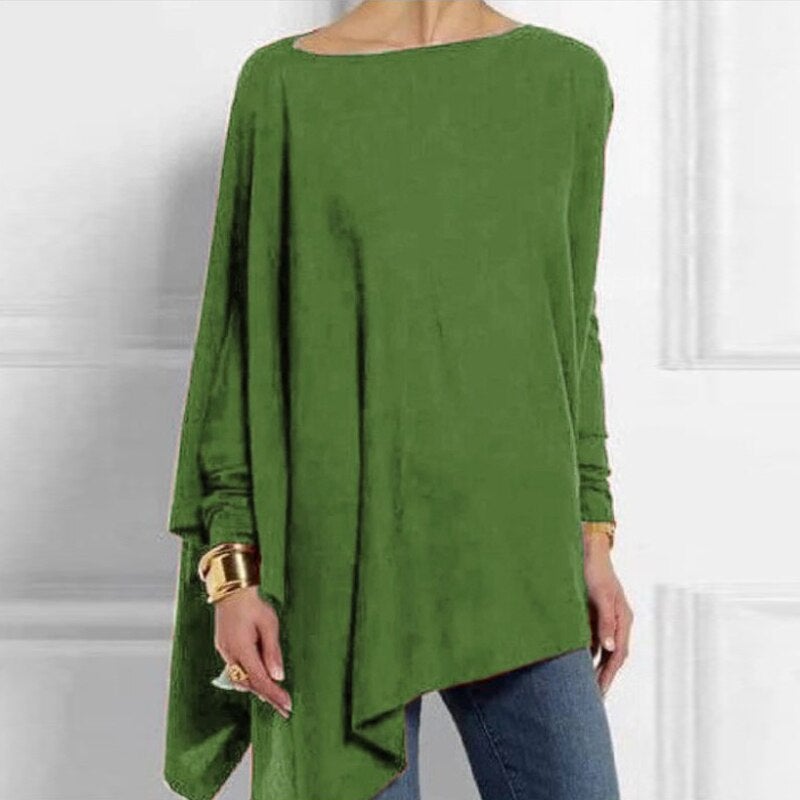 Bellachicha - Elegante asymmetrische Bluse mit lockerer Passform | Minimalistische schwarze asymmetrische Bluse