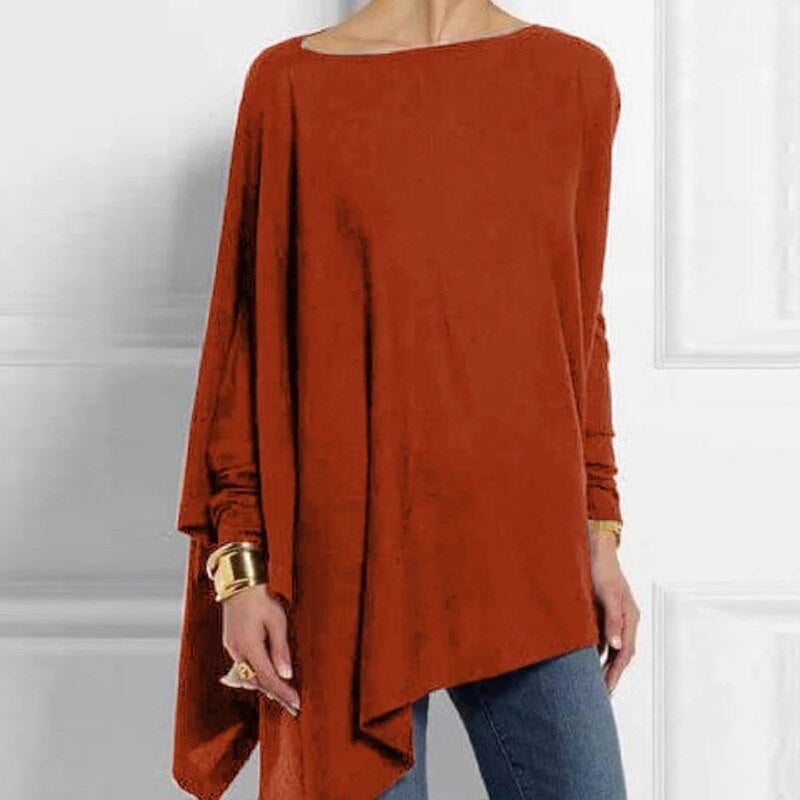 Bellachicha - Elegante asymmetrische Bluse mit lockerer Passform | Minimalistische schwarze asymmetrische Bluse