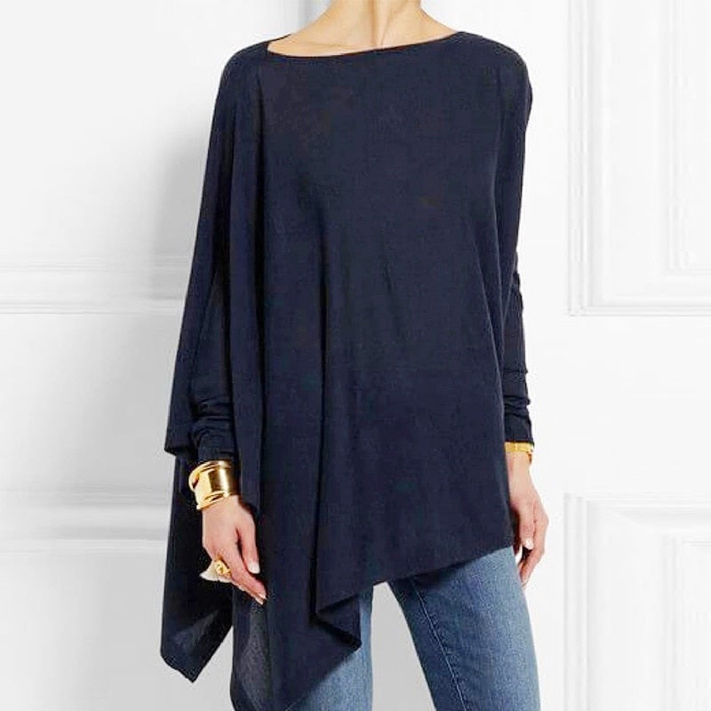 Bellachicha - Elegante asymmetrische Bluse mit lockerer Passform | Minimalistische schwarze asymmetrische Bluse