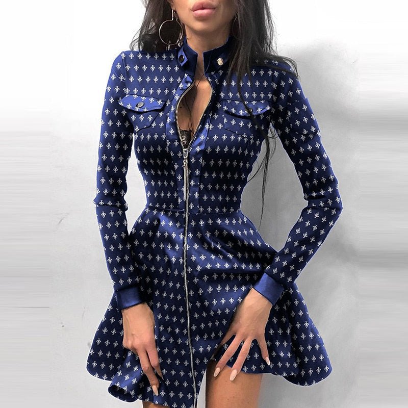 Esperanza - Leder-Reißverschluss Minikleid