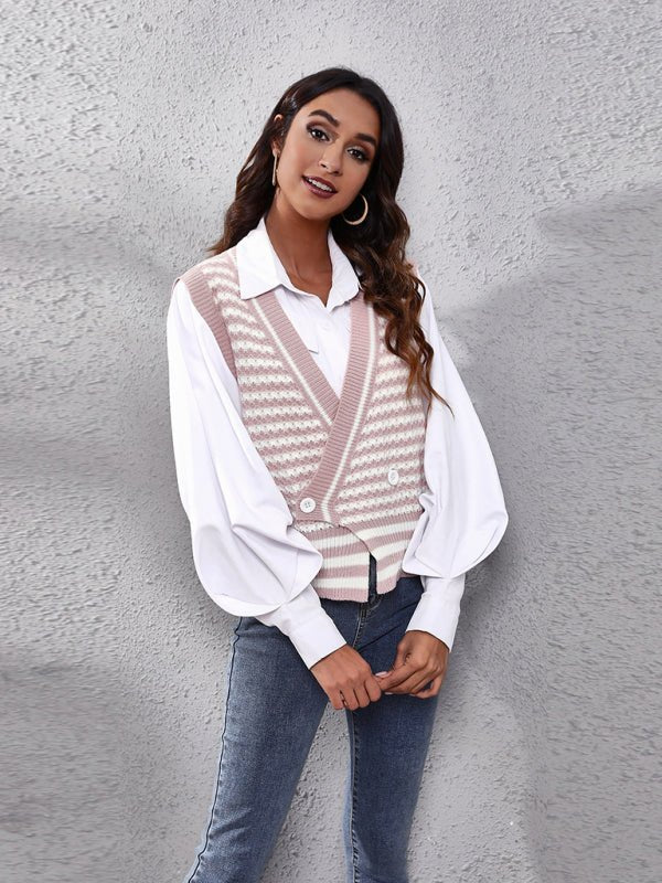 Pull cardigan rayé pour femme