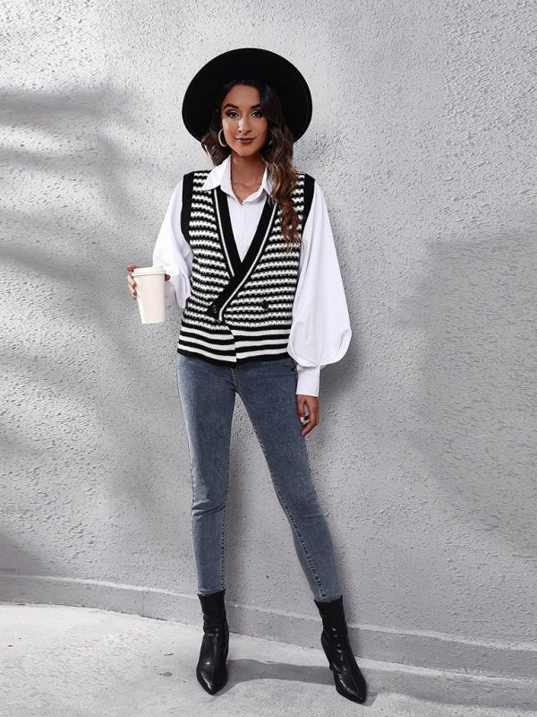 Pull cardigan rayé pour femme