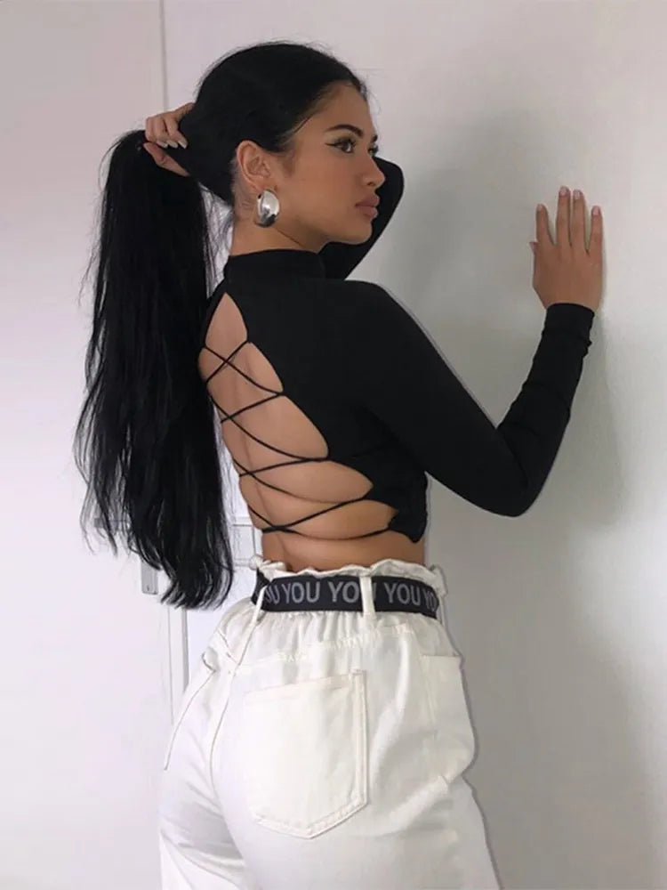 Bellachicha | Sexy T-Shirt mit Bandage und langen Ärmeln