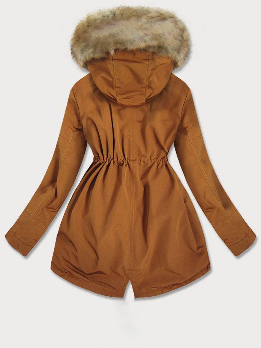 Caramel - Veste matelassée avec doublure en peluche chaude