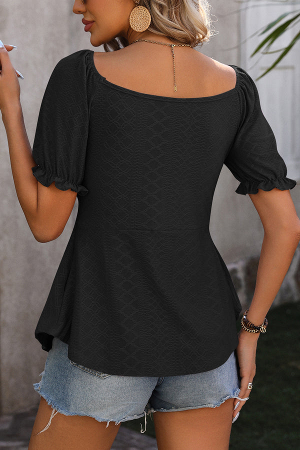 Bellachicha Kordelzug Einfarbig Schwarz Casual Tops