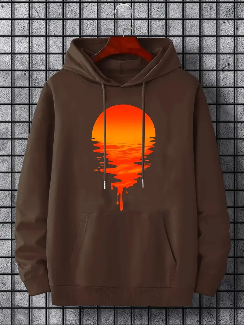Robert - Sweat à capuche imprimé coucher de soleil pour homme