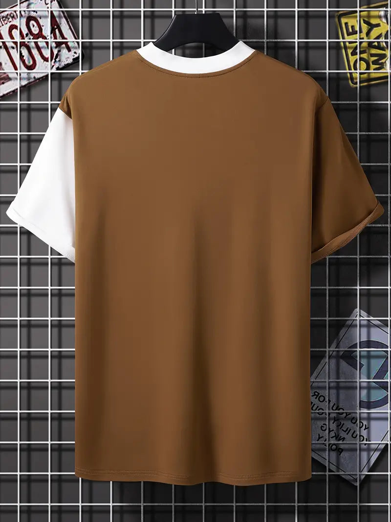 Robert – T-shirt élégant à blocs de couleurs, à manches courtes et col rond