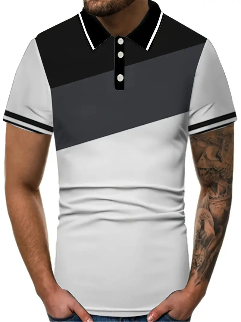 Jacob – Chemise à manches courtes à blocs de couleurs géométriques pour homme