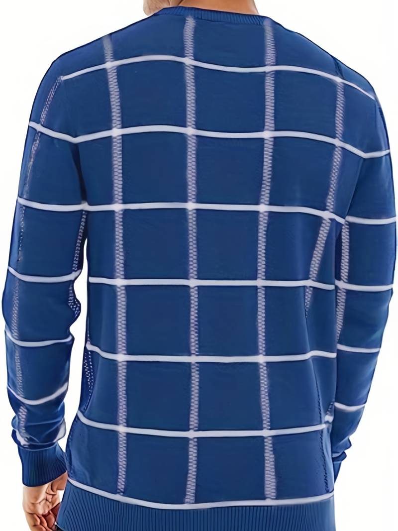 Kevin – Pull ras du cou à carreaux pour homme