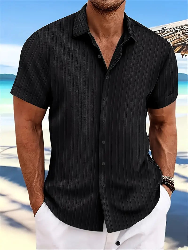 Ethan – chemise rayée à manches courtes décontractée et chic pour homme