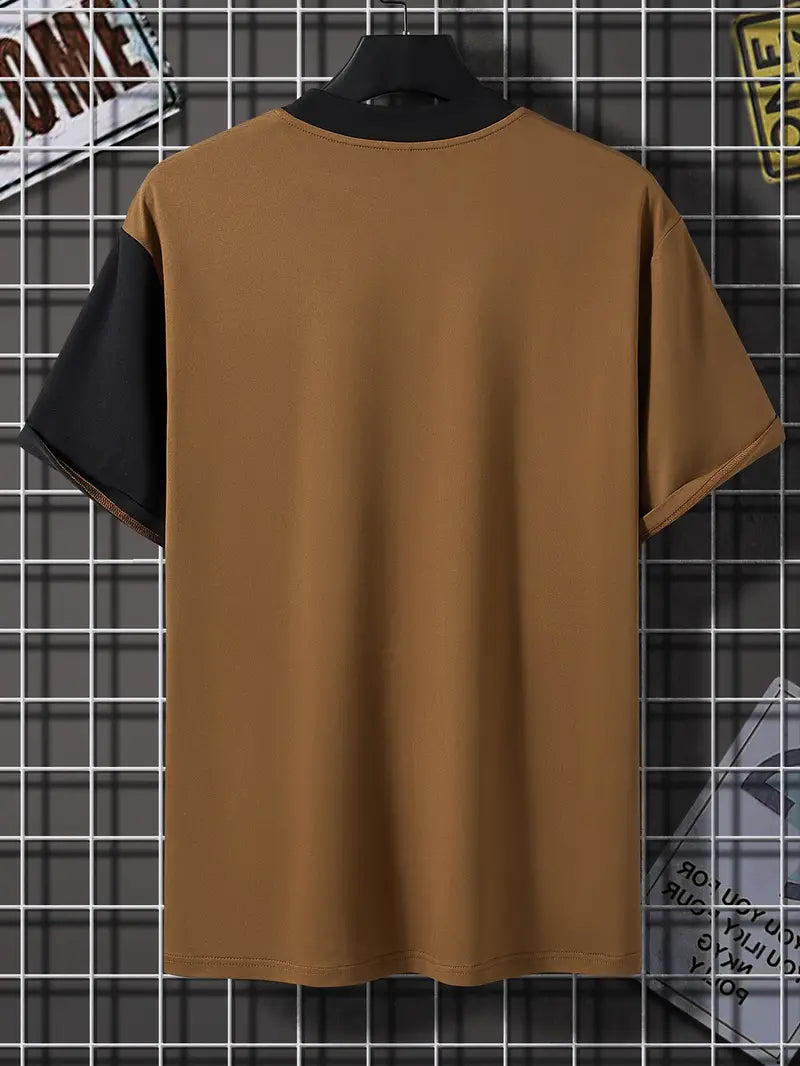 Robert – T-shirt élégant à blocs de couleurs, à manches courtes et col rond