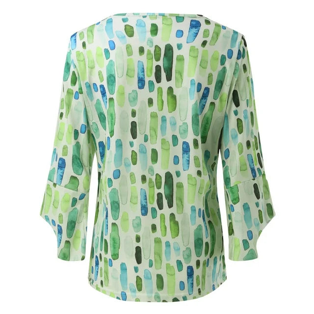 Bellachicha Bluse | Elegantes Shirt für Frauen mit Frühlingsprint und V-Ausschnitt