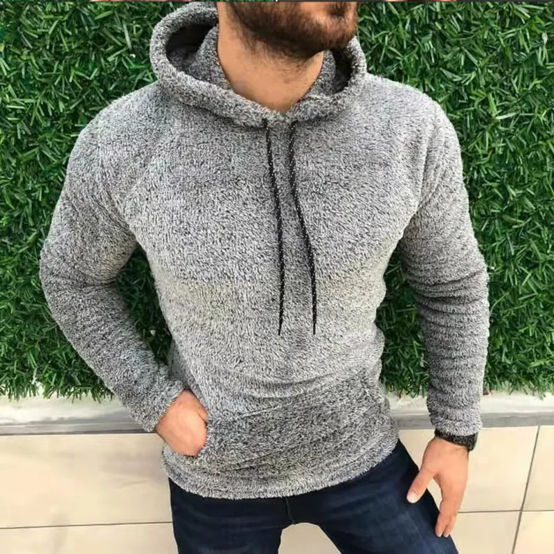 Elijah - Sweat à capuche en polaire Teddy pour homme avec cordon de serrage