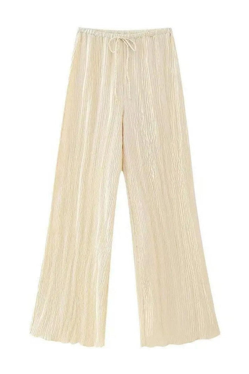 Ärmelloser Neckholder-Top mit hoher Taille, lässiger Hosenanzug mit weitem Bein