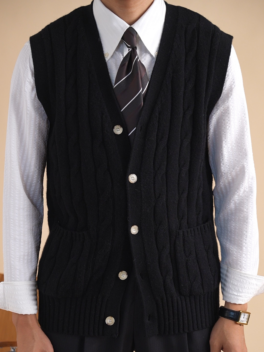 Gilet en tricot torsadé en laine mélangée Bellachicha