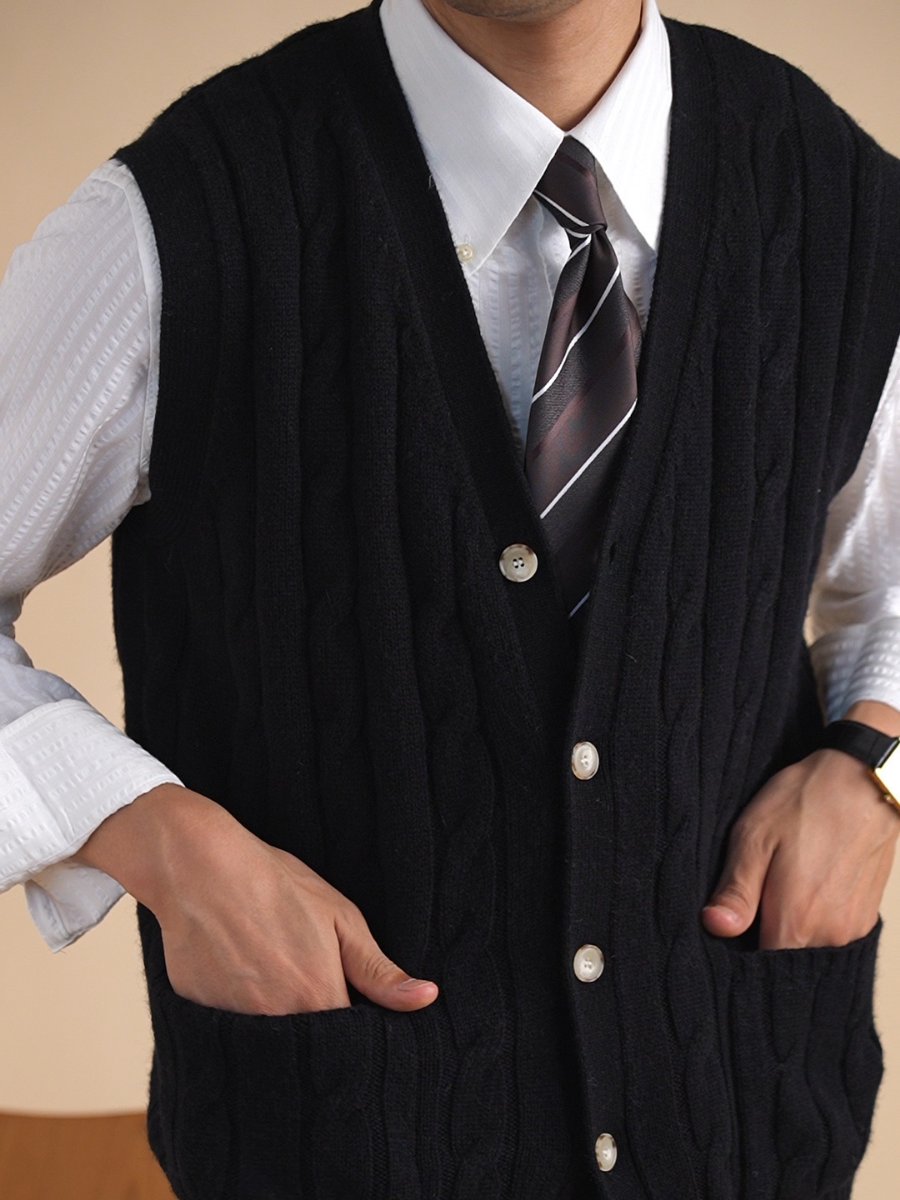 Gilet en tricot torsadé en laine mélangée Bellachicha