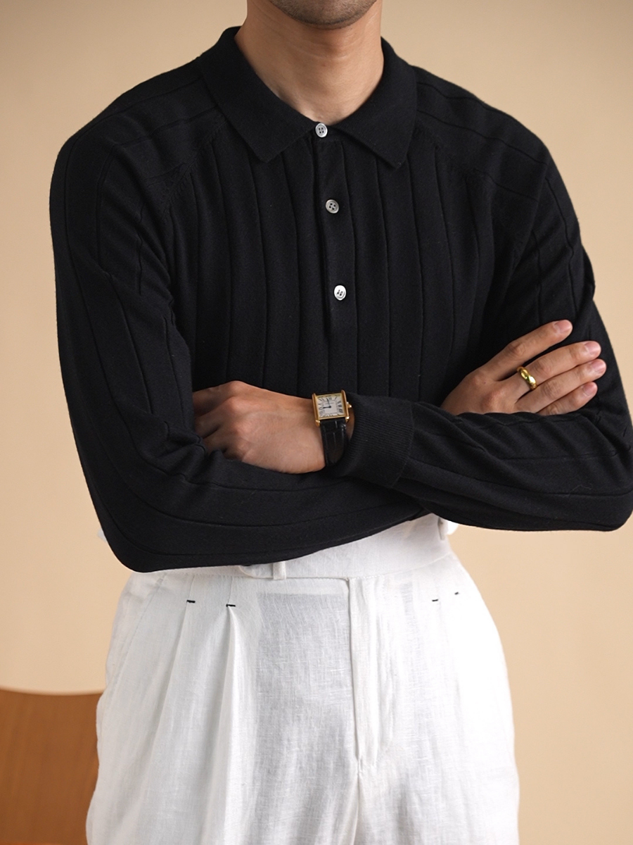 Pull polo côtelé pour homme