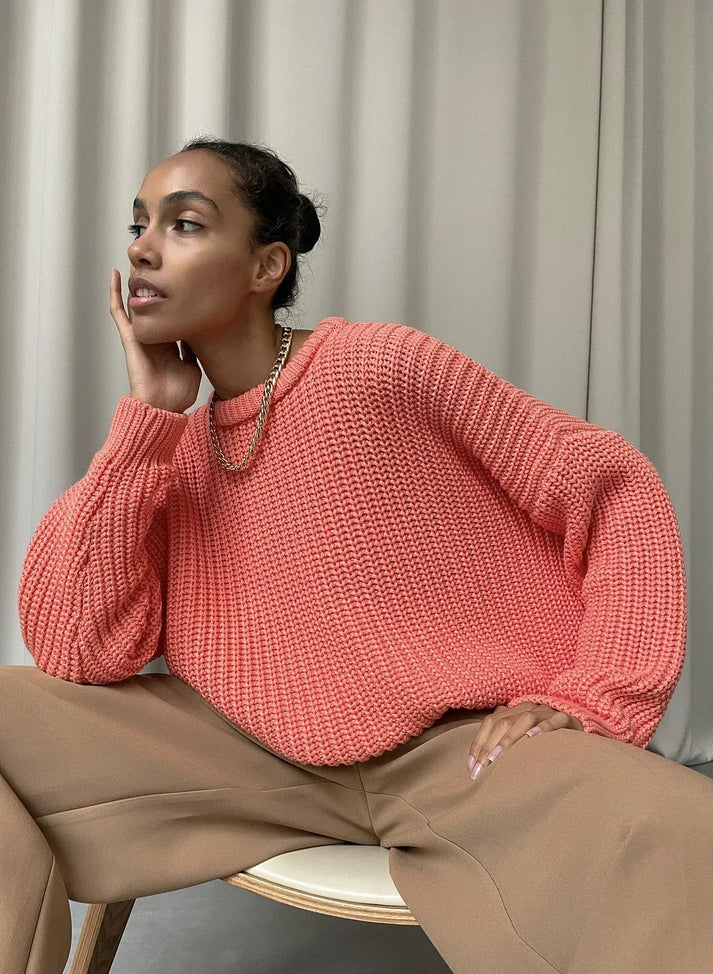 Pull d'hiver chaud : col rond tendance au design minimaliste