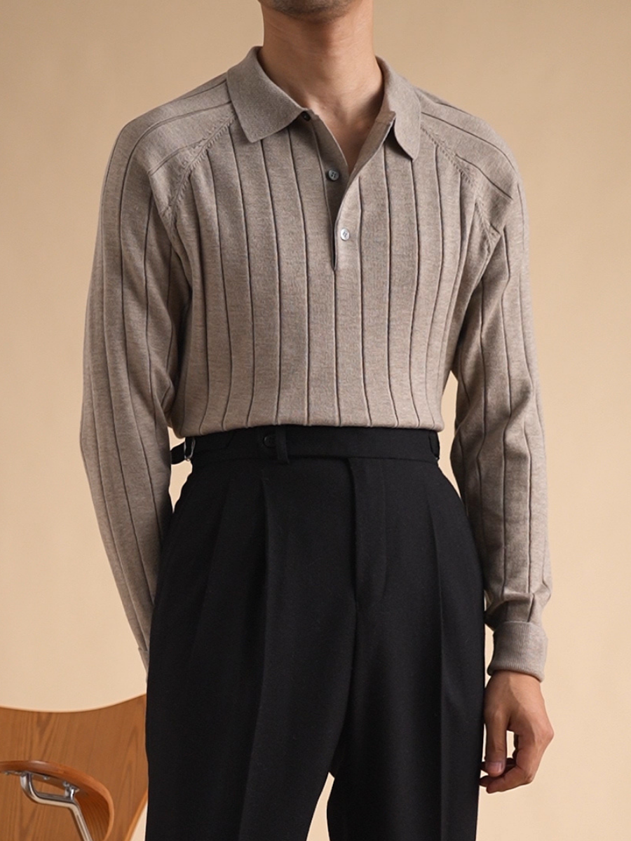 Pull polo côtelé pour homme