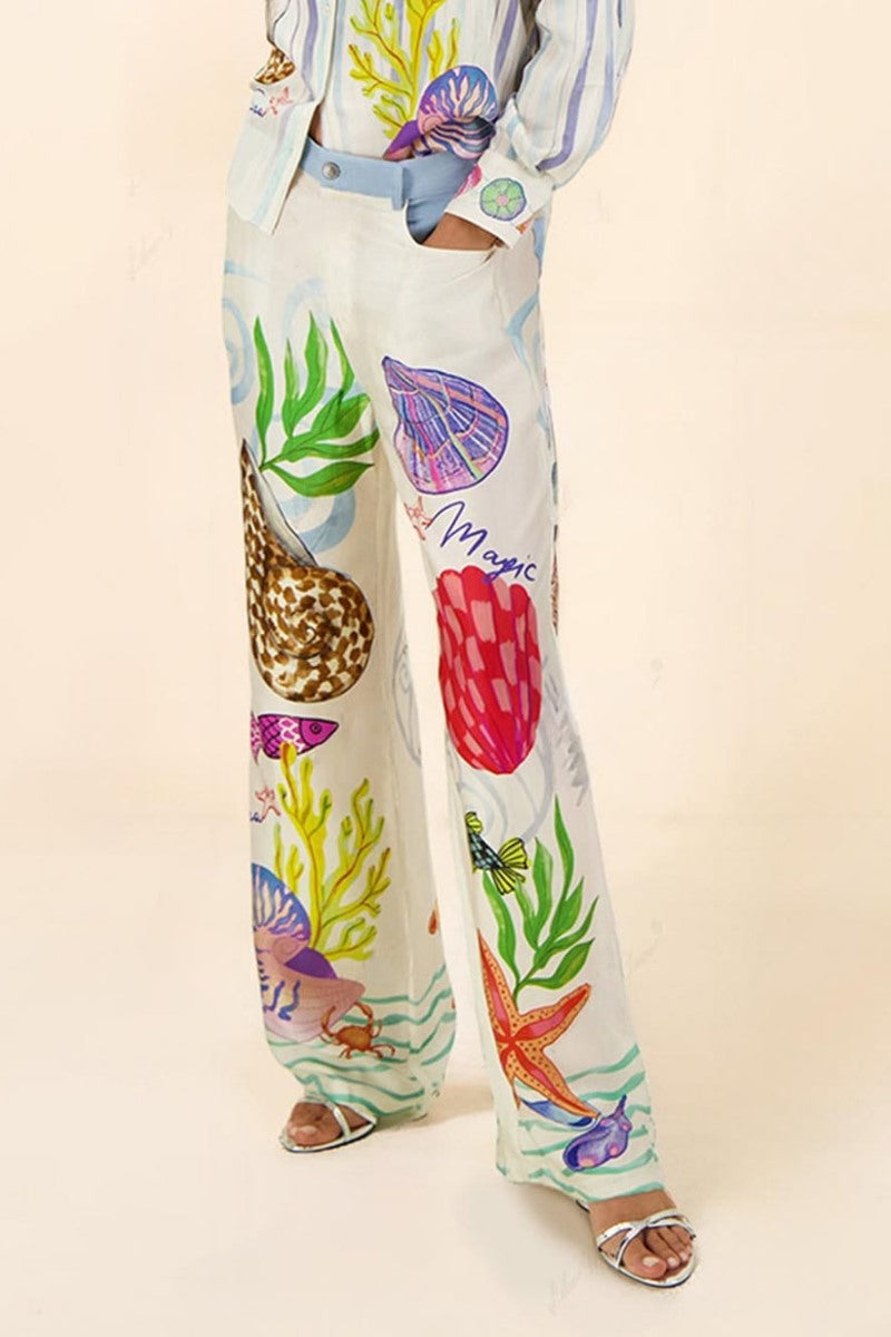 Ensemble pantalon à motif océan