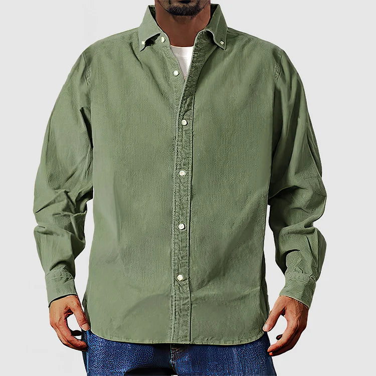 Vox | Chemise classique en velours côtelé beige