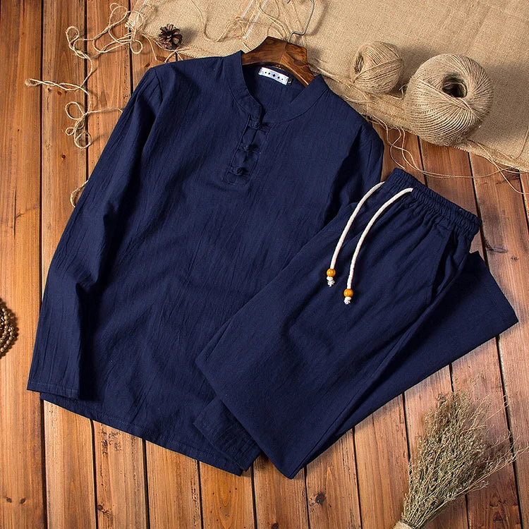Giulio - Ensemble 2 pièces avec chemise à manches longues et pantalon à taille élastique