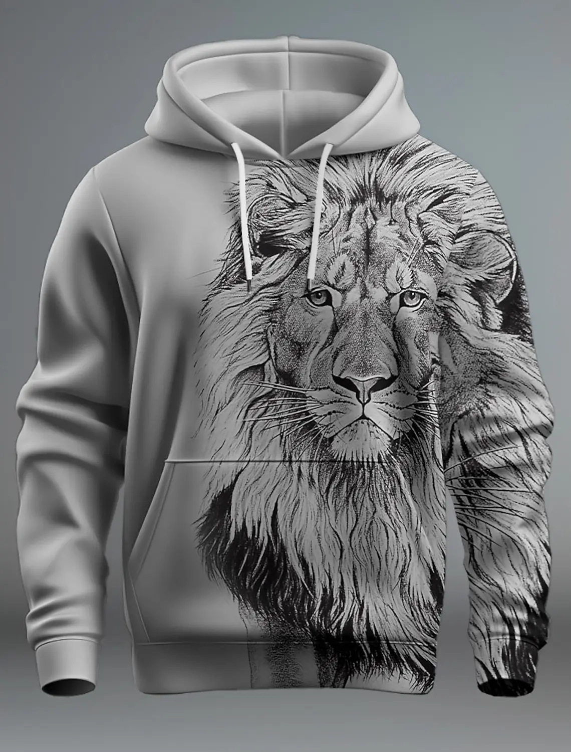 Nicolas - Sweat à capuche imprimé lion pour homme