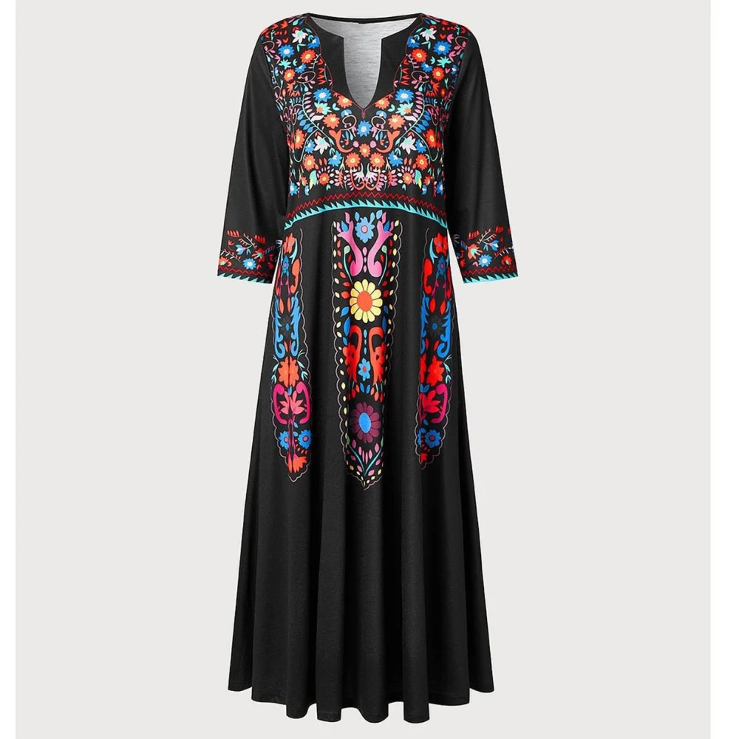 Sharonda - Sommerliches Blütendruck-Kleid mit V-Ausschnitt