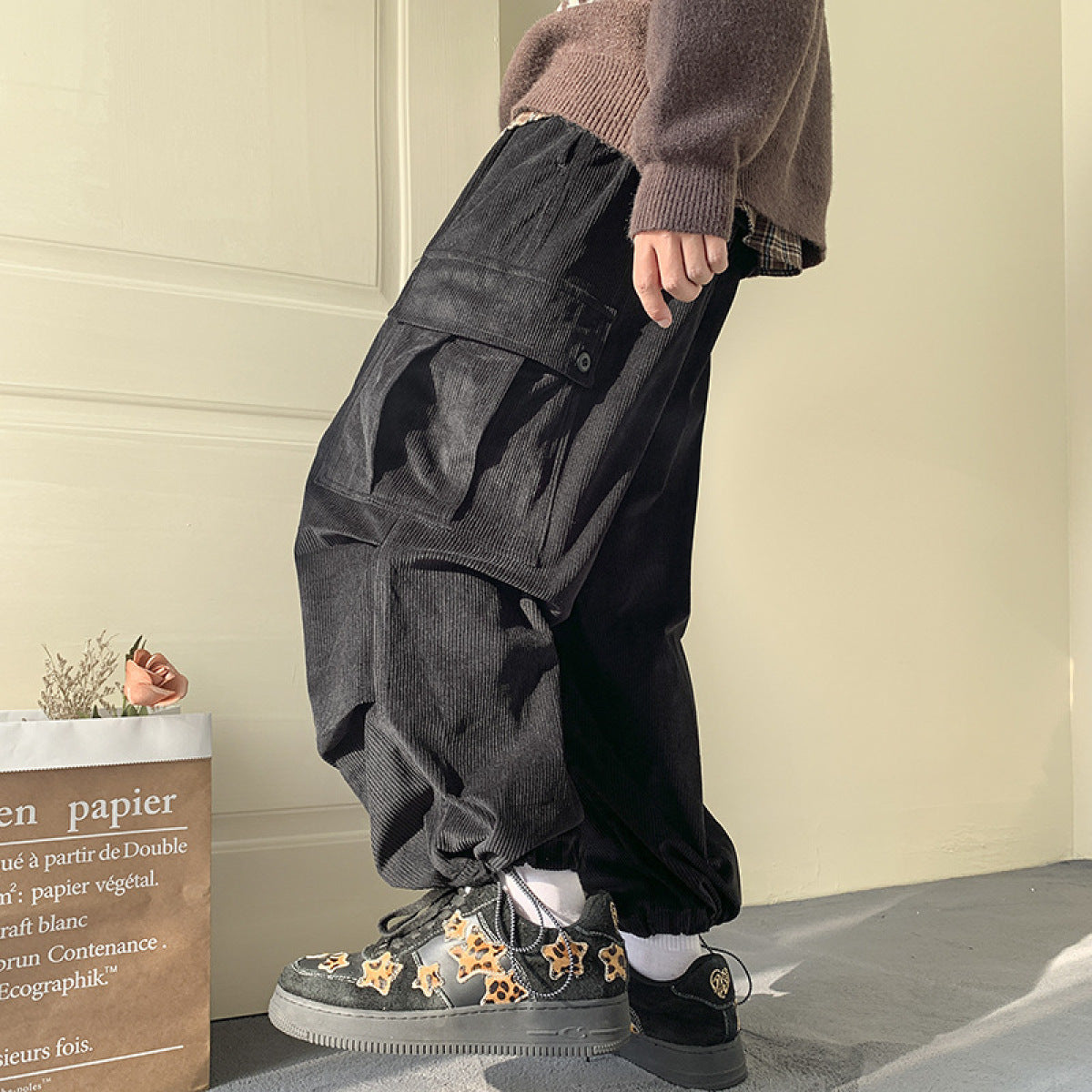 Elmer - Pantalon cargo ample en velours côtelé 