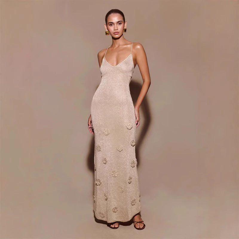 Renata - Robe longue à texture florale