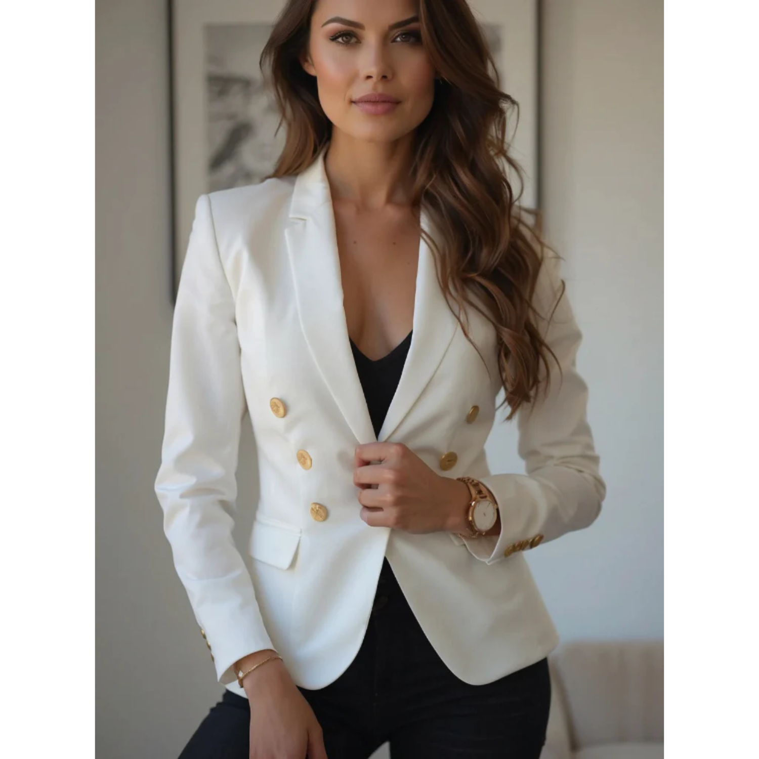 Valence | Blazer de luxe élégant en coton pour femme