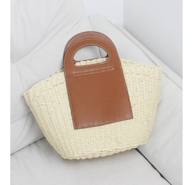 Sac en paille bicolore 